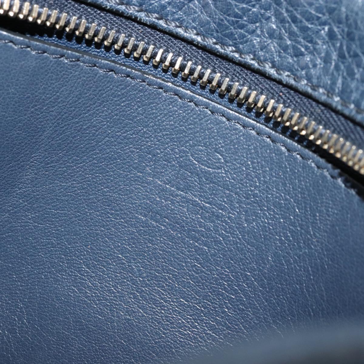 VALENTINO Rock Studs Shoulder Bag Leather Navy Gold Auth BA12296A
