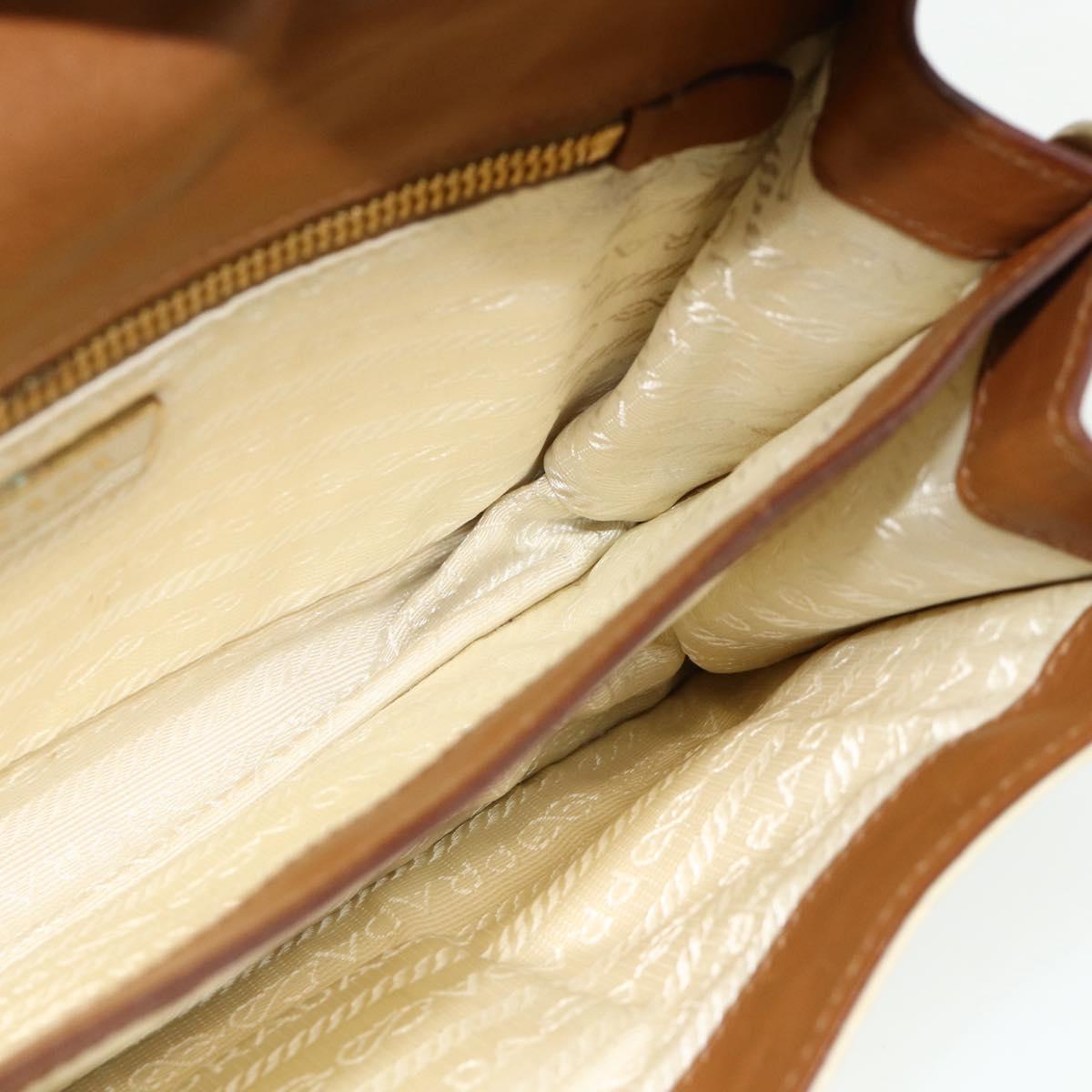PRADA Shoulder Bag Nylon Ivory Gold Auth BA12301
