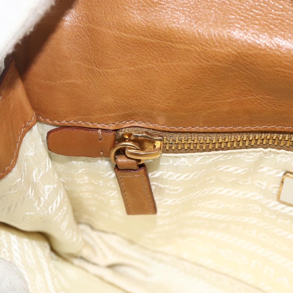 PRADA Shoulder Bag Nylon Ivory Gold Auth BA12301