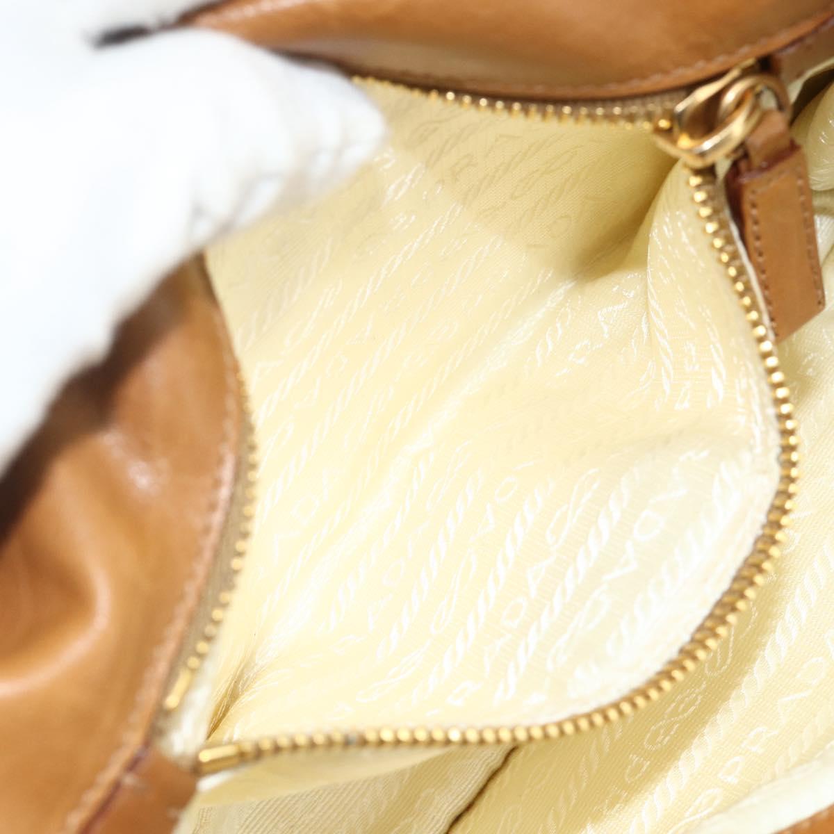PRADA Shoulder Bag Nylon Ivory Gold Auth BA12301