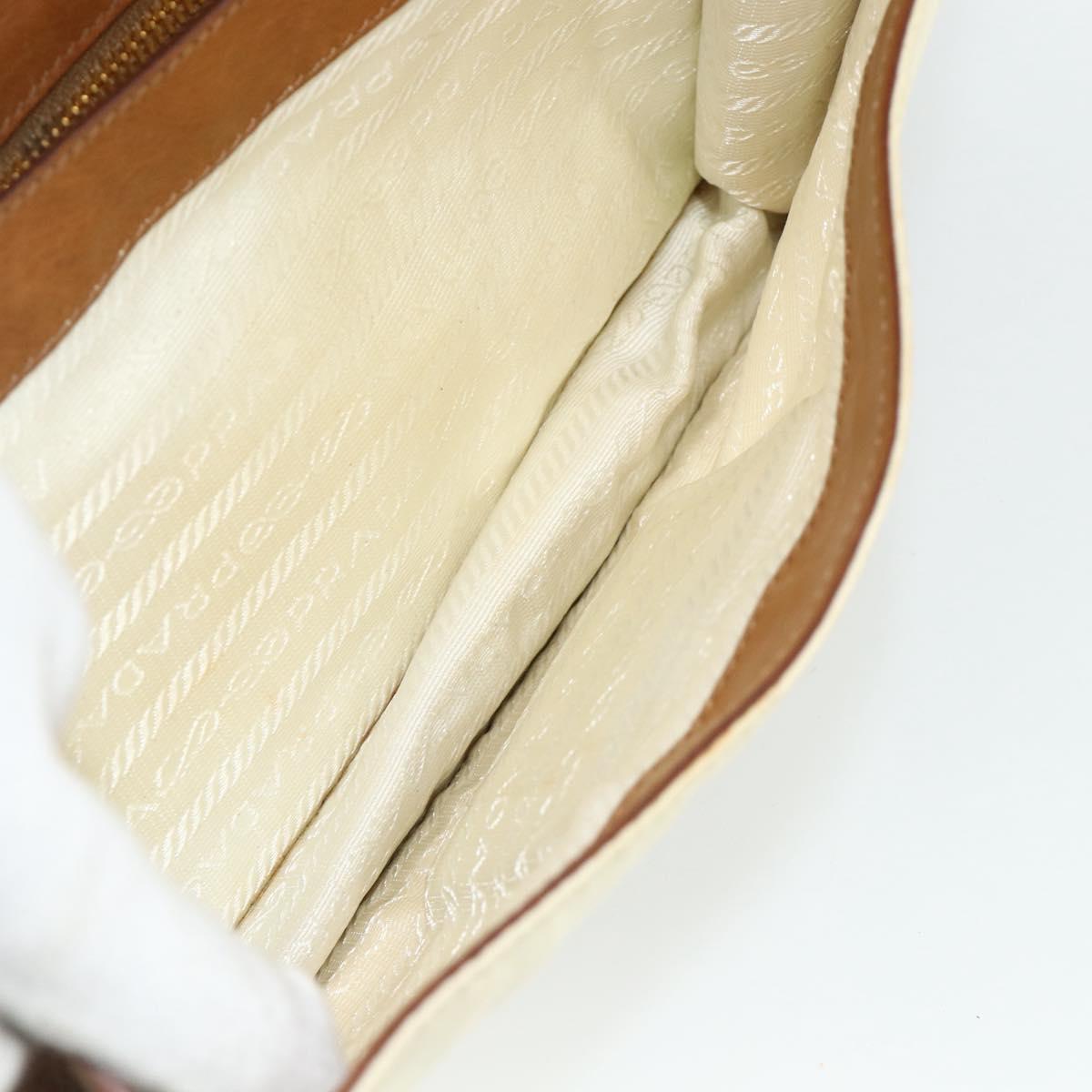 PRADA Shoulder Bag Nylon Ivory Gold Auth BA12301
