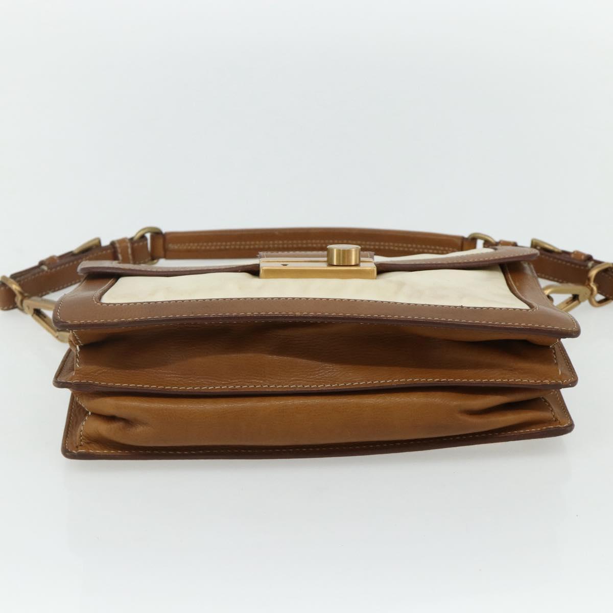 PRADA Shoulder Bag Nylon Ivory Gold Auth BA12301
