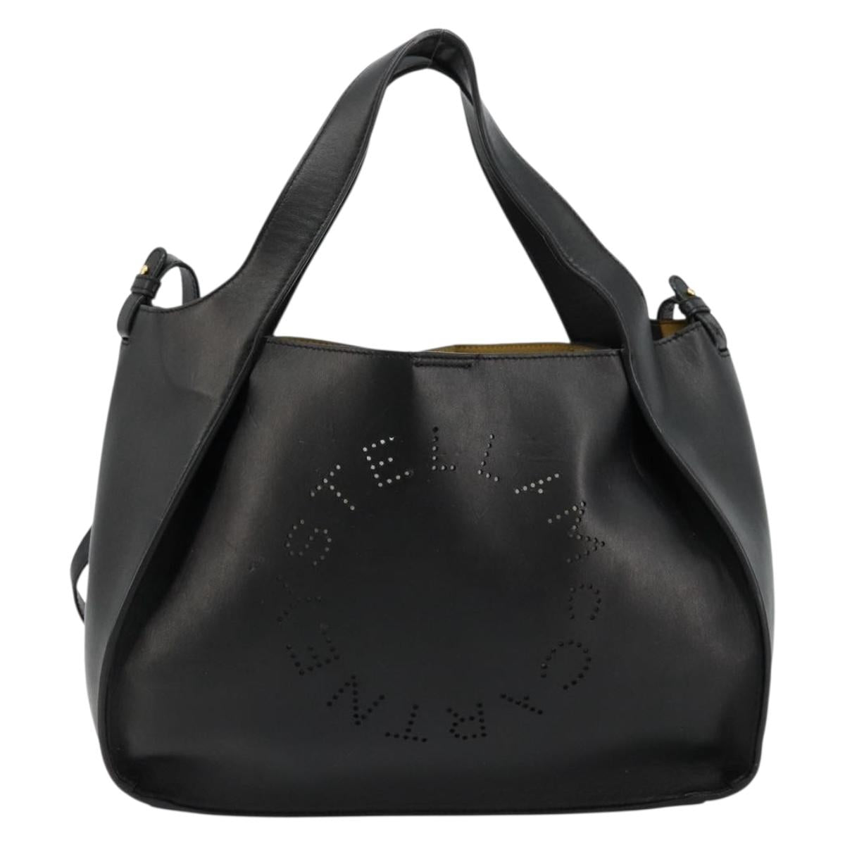 Stella MacCartney Hand Bag Leather 2way Black Gold 513860 Auth BA12302