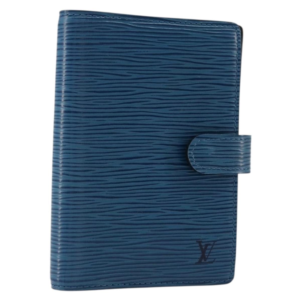 LOUIS VUITTON Epi Agenda PM Day Planner Cover Blue R20055 LV Auth BA12306