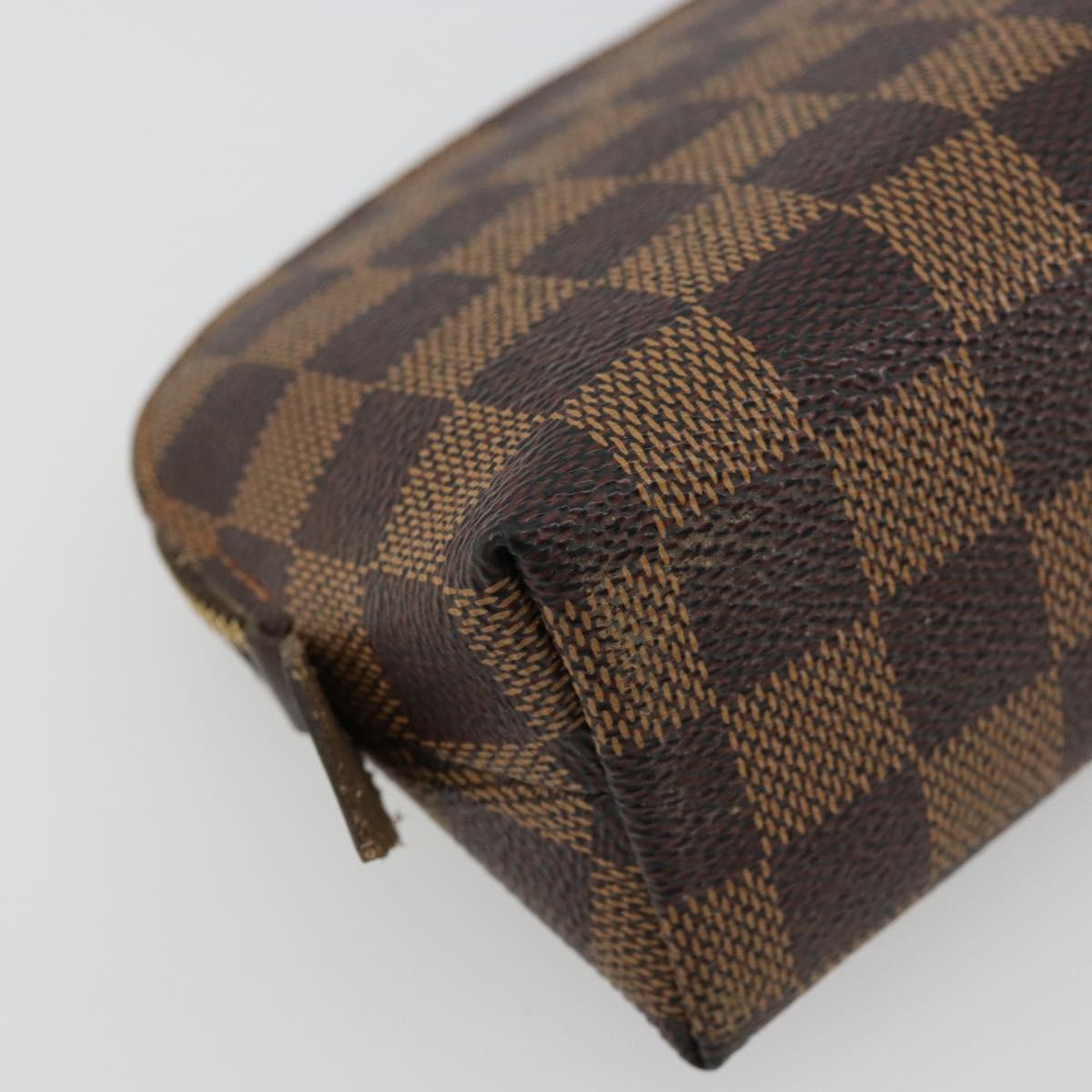 LOUIS VUITTON Damier Ebene Pochette Cosmetic PM Pouch N47516 LV Auth BA12307