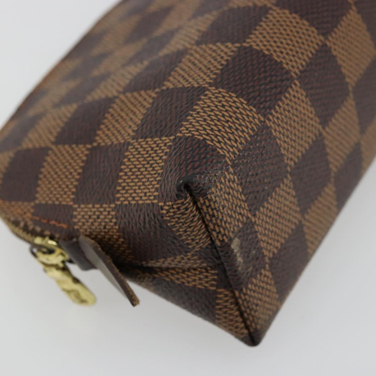 LOUIS VUITTON Damier Ebene Pochette Cosmetic PM Pouch N47516 LV Auth BA12307