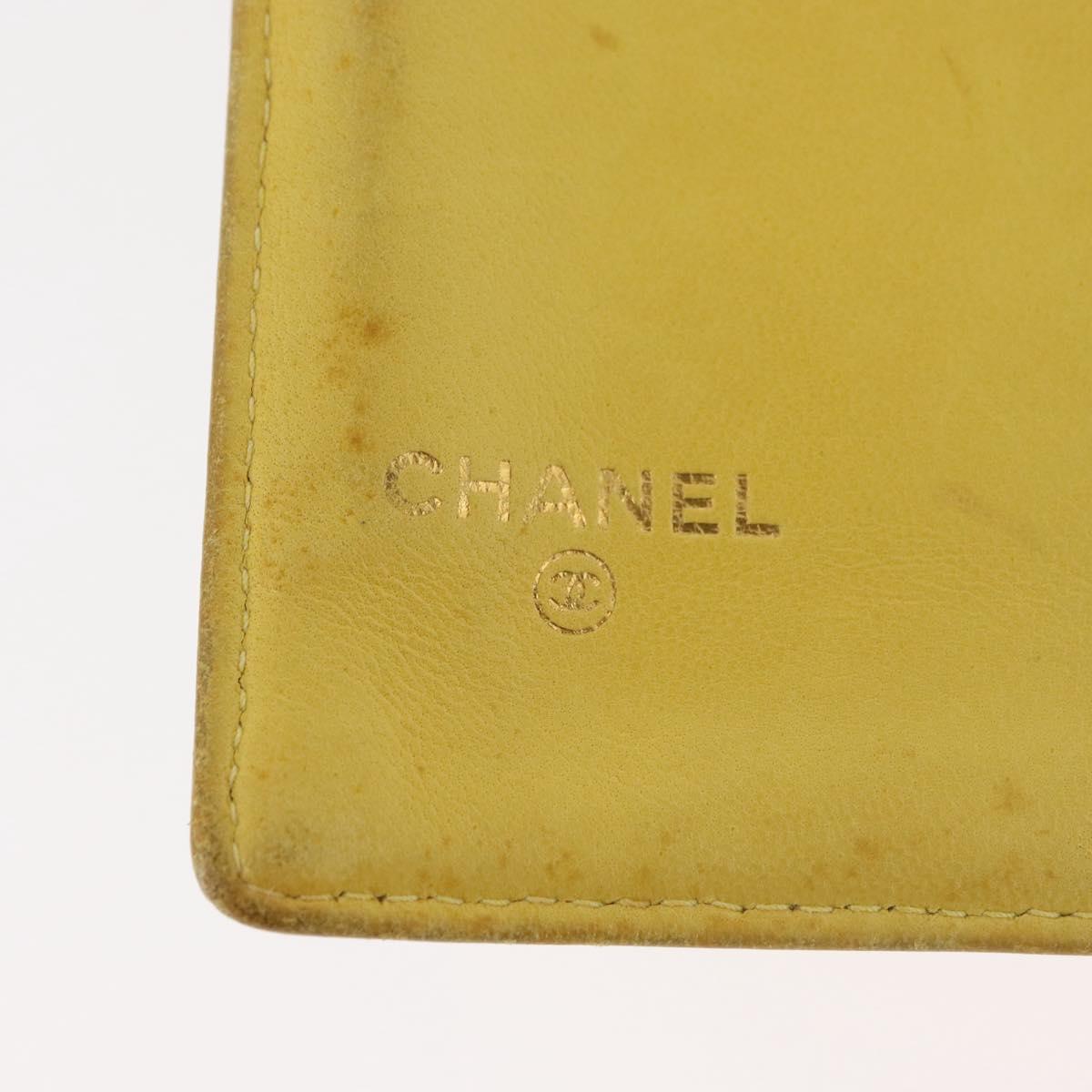 CHANEL COCO Mark Long Wallet Caviar Skin Yellow Gold CC Auth BA12318
