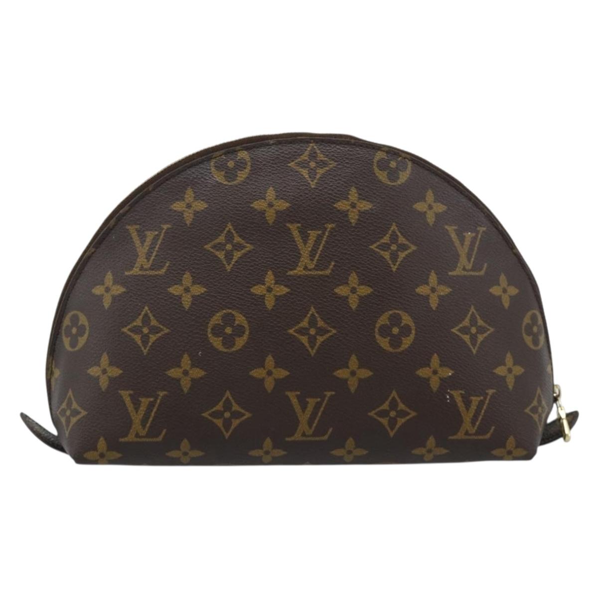 LOUIS VUITTON Monogram Trousse Demi Ronde Cosmetic Pouch M47520 LV Auth BA12323