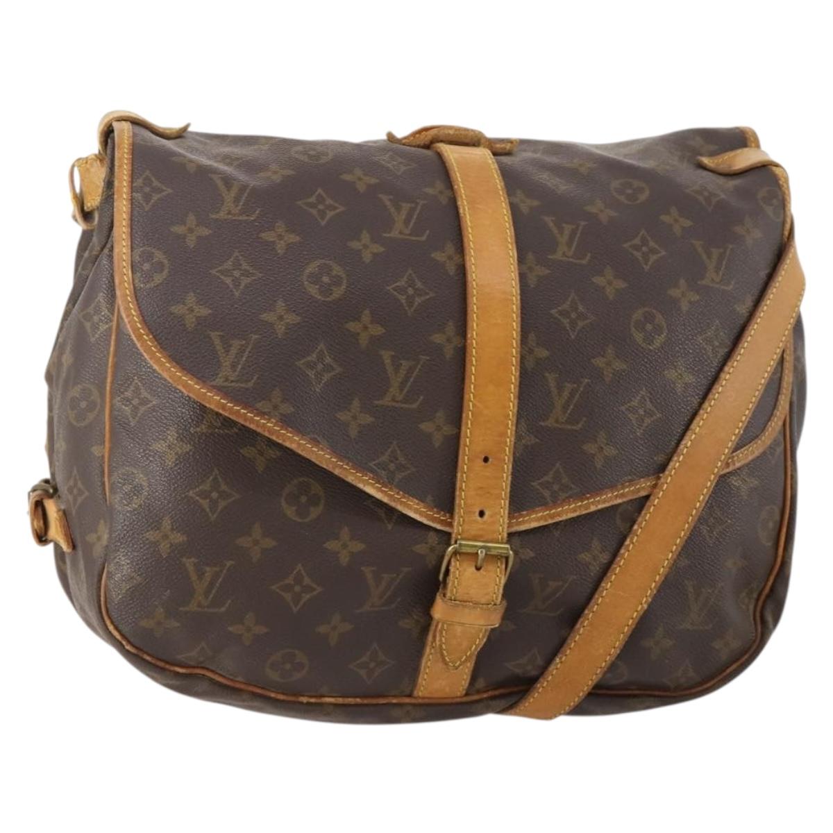 LOUIS VUITTON Monogram Saumur 35 Shoulder Bag M42254 LV Auth BA12326
