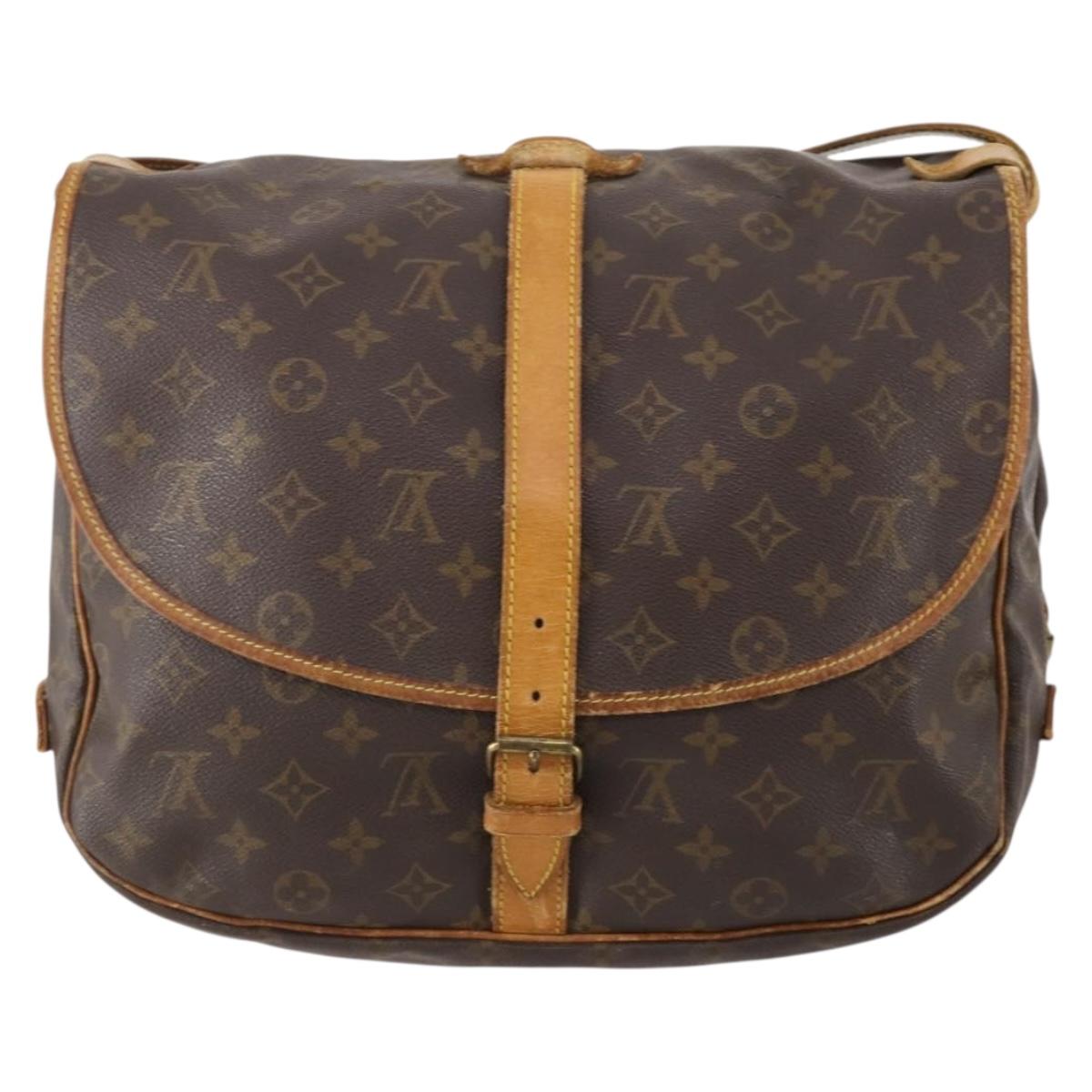 LOUIS VUITTON Monogram Saumur 35 Shoulder Bag M42254 LV Auth BA12326