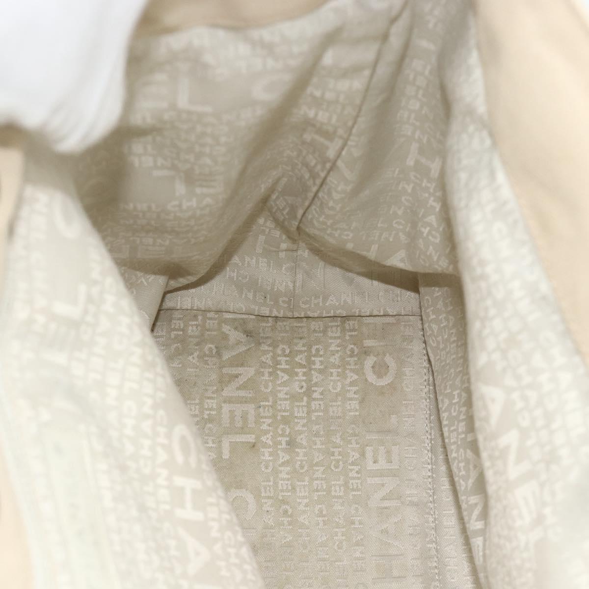 CHANEL Tote Bag Canvas Ivory Silver CC Auth BA12328