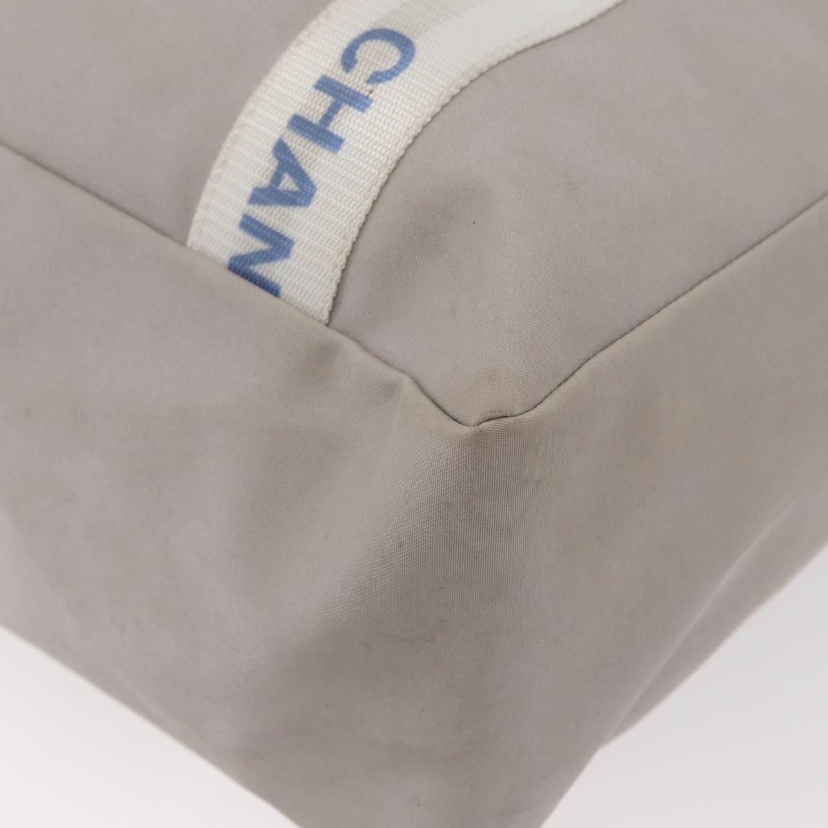 CHANEL Tote Bag Canvas Gray Silver CC Auth BA12334
