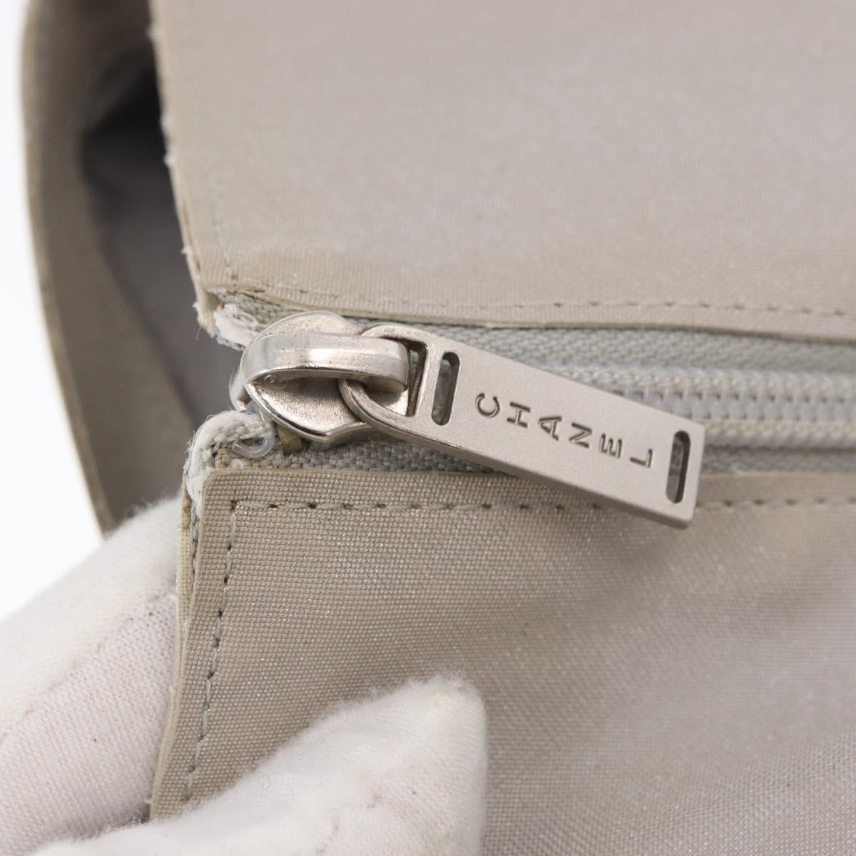 CHANEL Tote Bag Canvas Gray Silver CC Auth BA12334