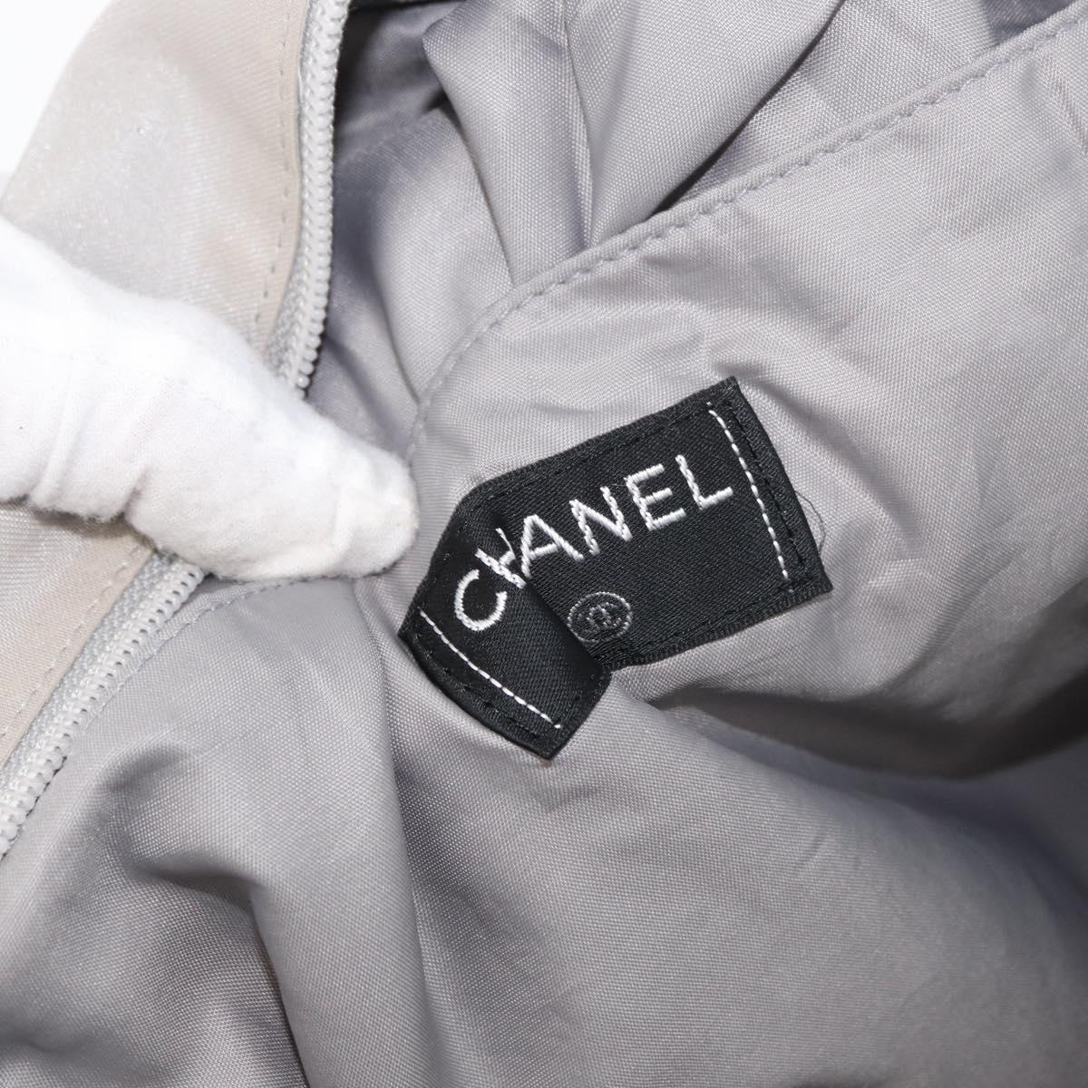 CHANEL Tote Bag Canvas Gray Silver CC Auth BA12334