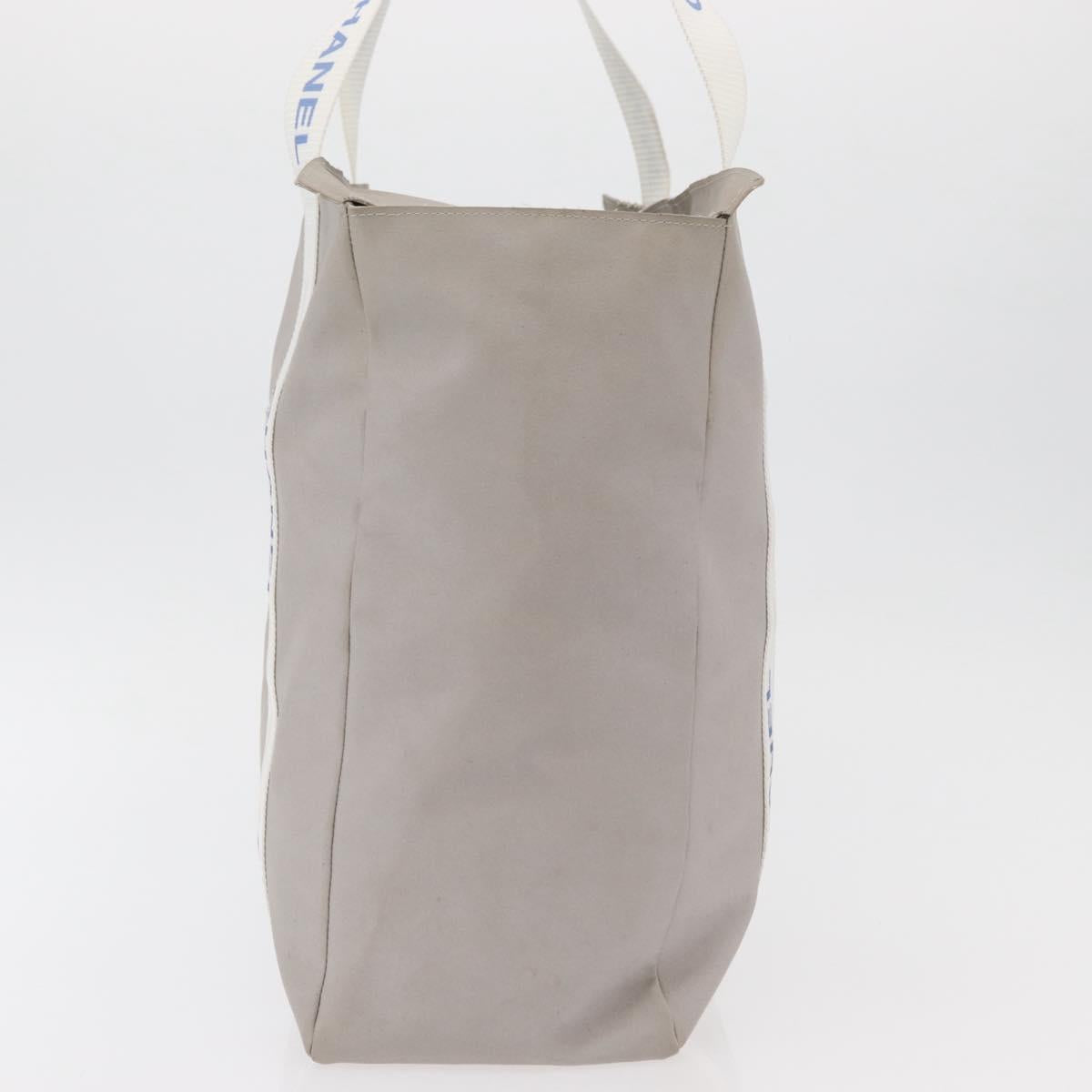 CHANEL Tote Bag Canvas Gray Silver CC Auth BA12334
