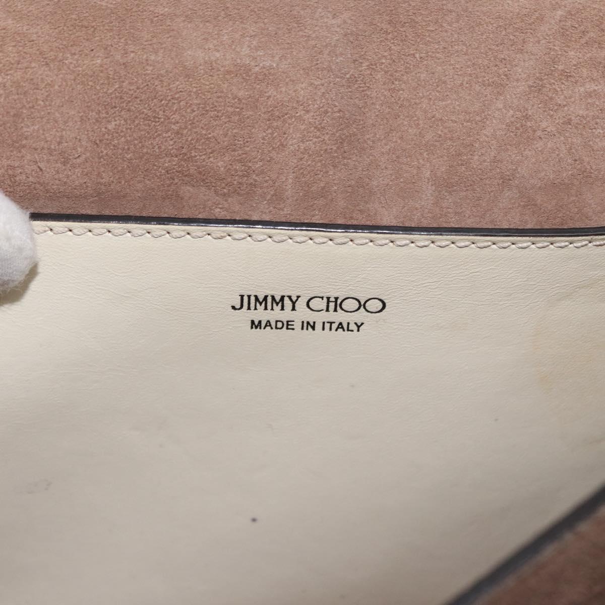 Jimmy Choo Shoulder Bag Leather White Gold Auth BA12336