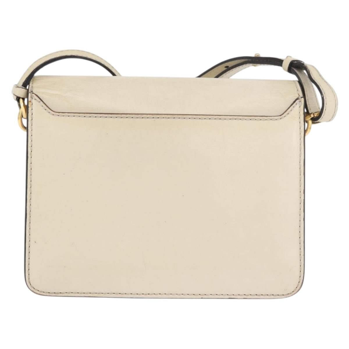 Jimmy Choo Shoulder Bag Leather White Gold Auth BA12336