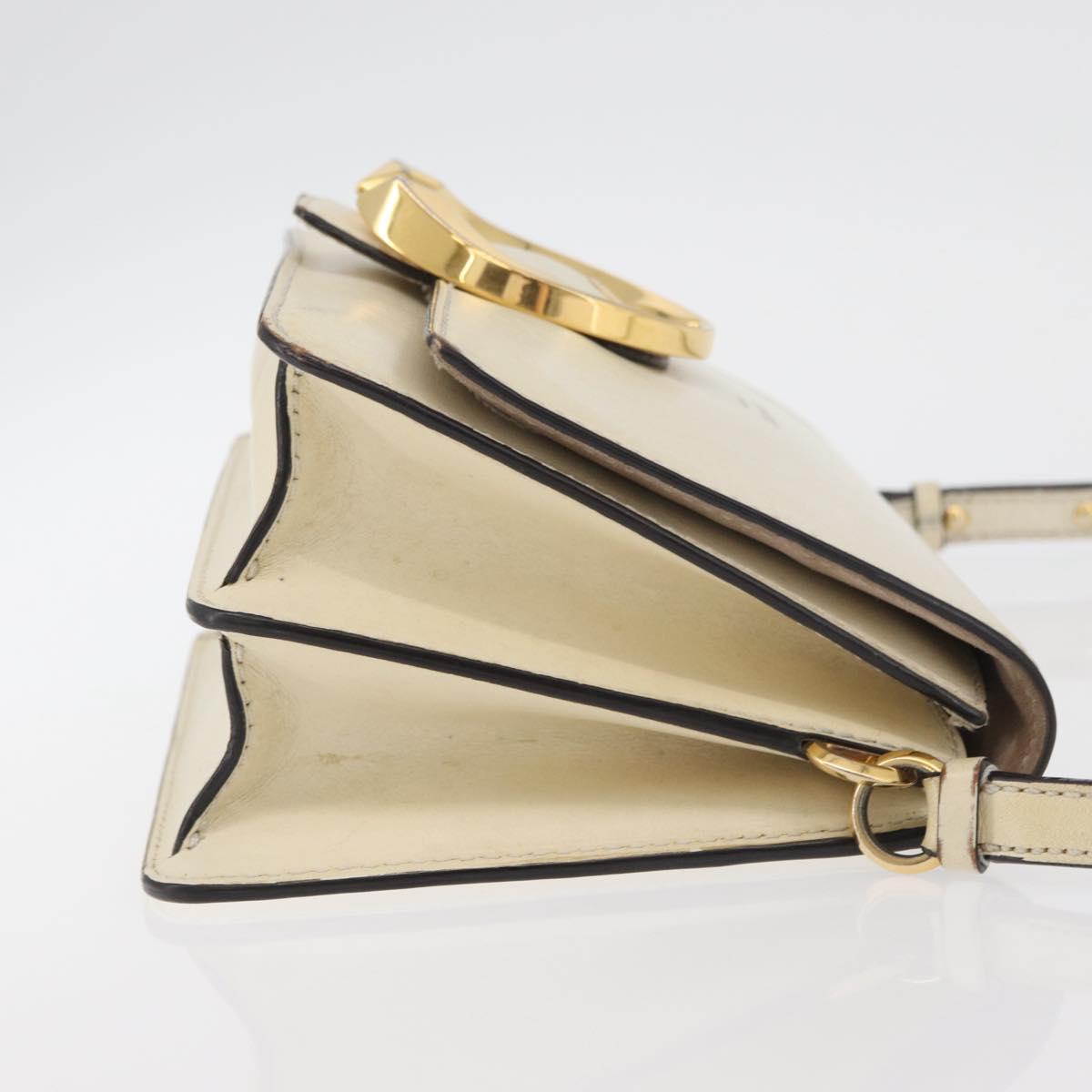 Jimmy Choo Shoulder Bag Leather White Gold Auth BA12336