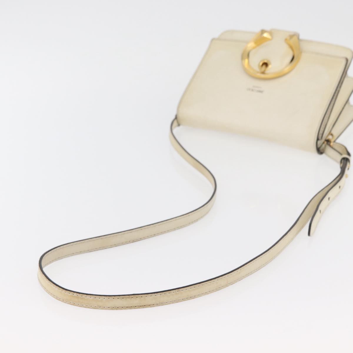 Jimmy Choo Shoulder Bag Leather White Gold Auth BA12336