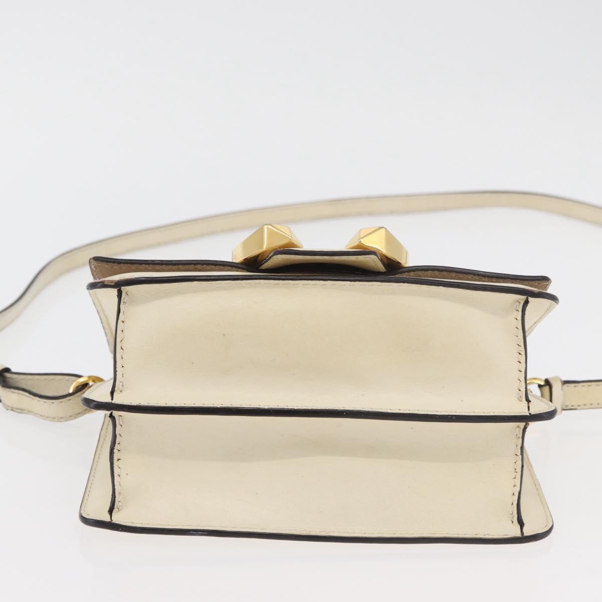 Jimmy Choo Shoulder Bag Leather White Gold Auth BA12336