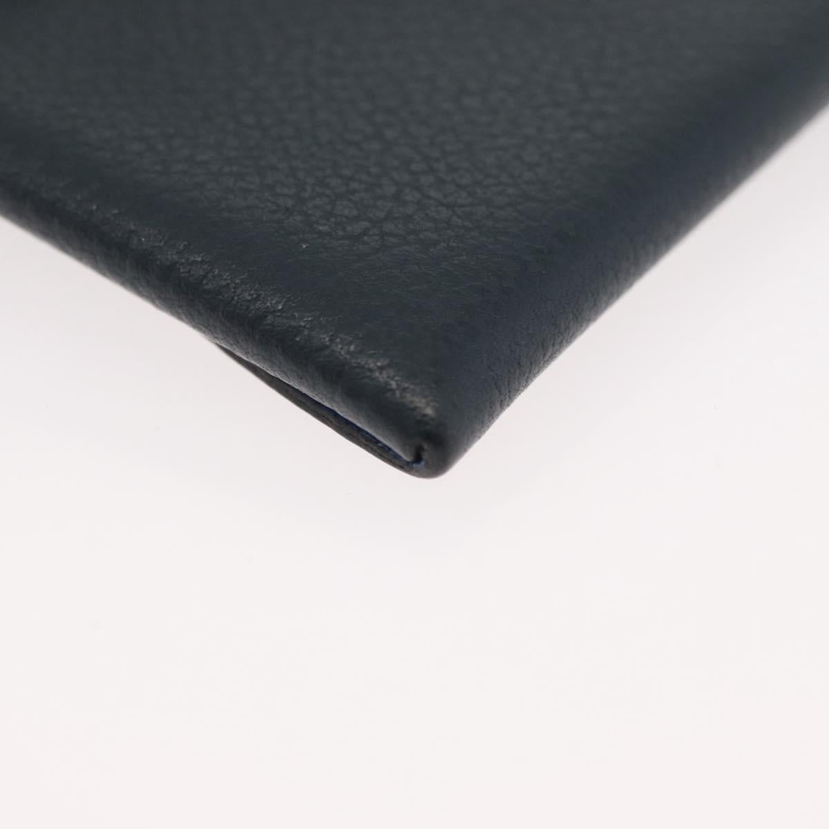 HERMES Pastier Coin Purse Leather Navy Silver Auth BA12337