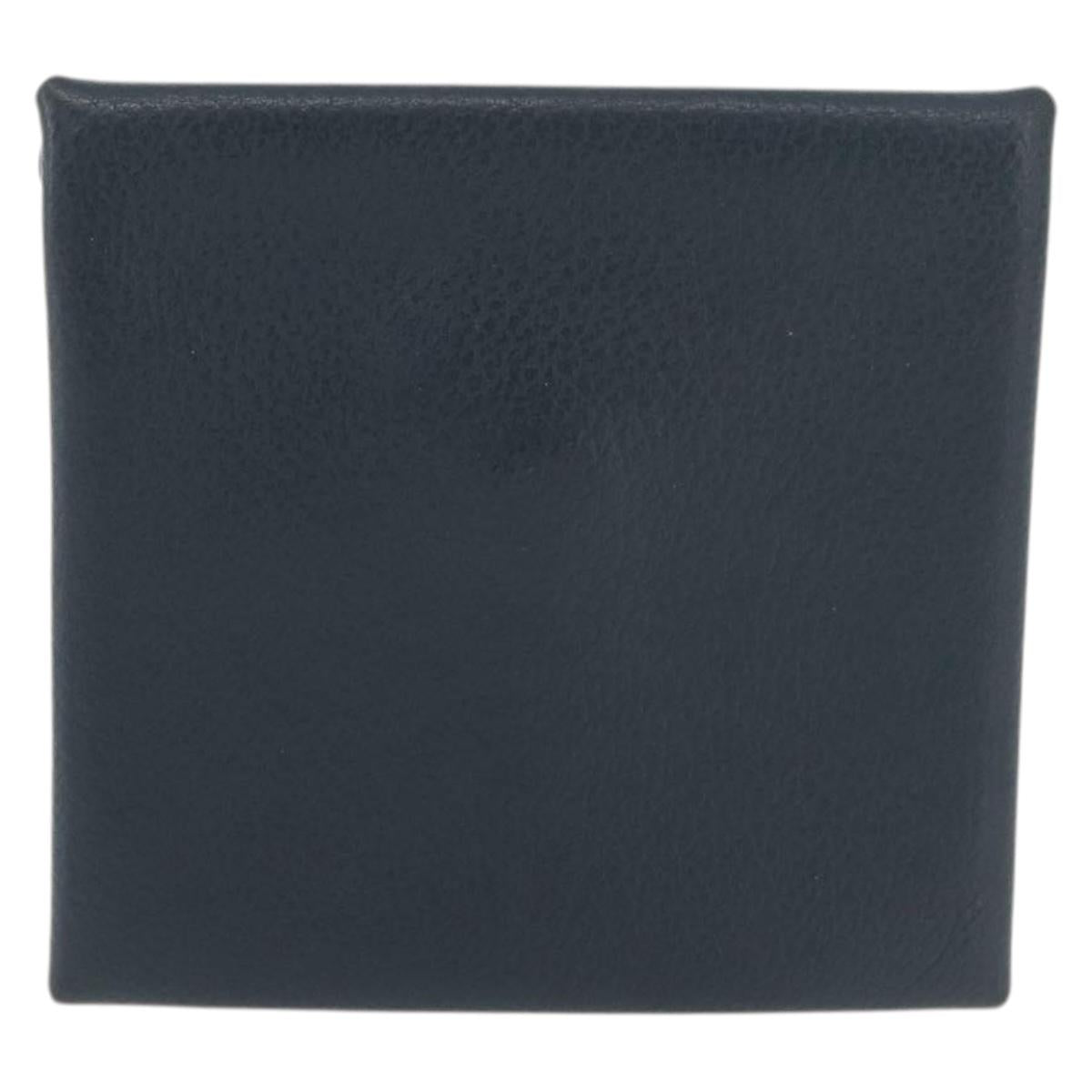 HERMES Pastier Coin Purse Leather Navy Silver Auth BA12337