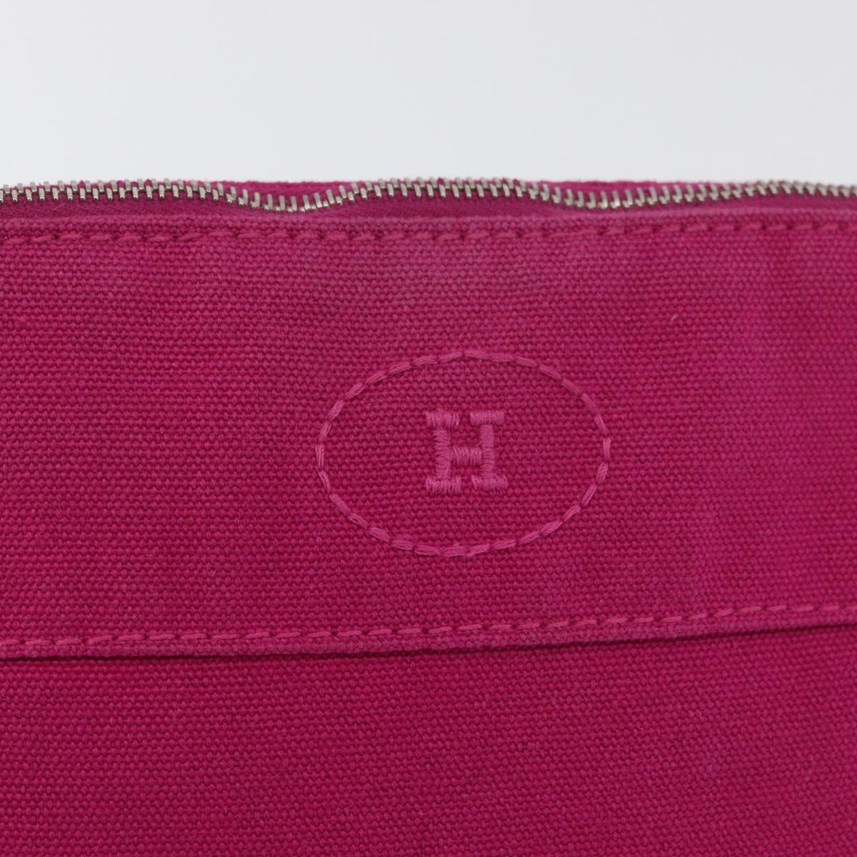 HERMES Bolide MM Pouch Canvas Pink Silver Auth BA12339A