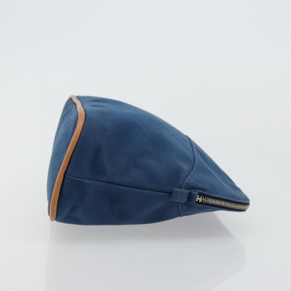 HERMES Bolide 25 Pouch Canvas Navy Silver Auth BA12340A