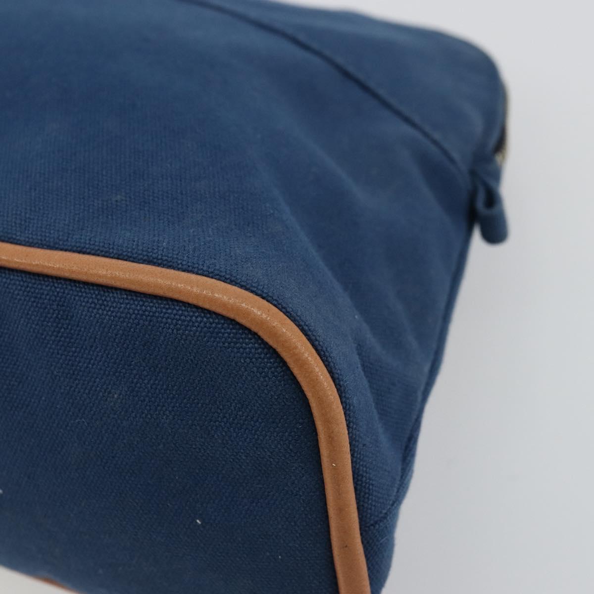 HERMES Bolide 25 Pouch Canvas Navy Silver Auth BA12340A