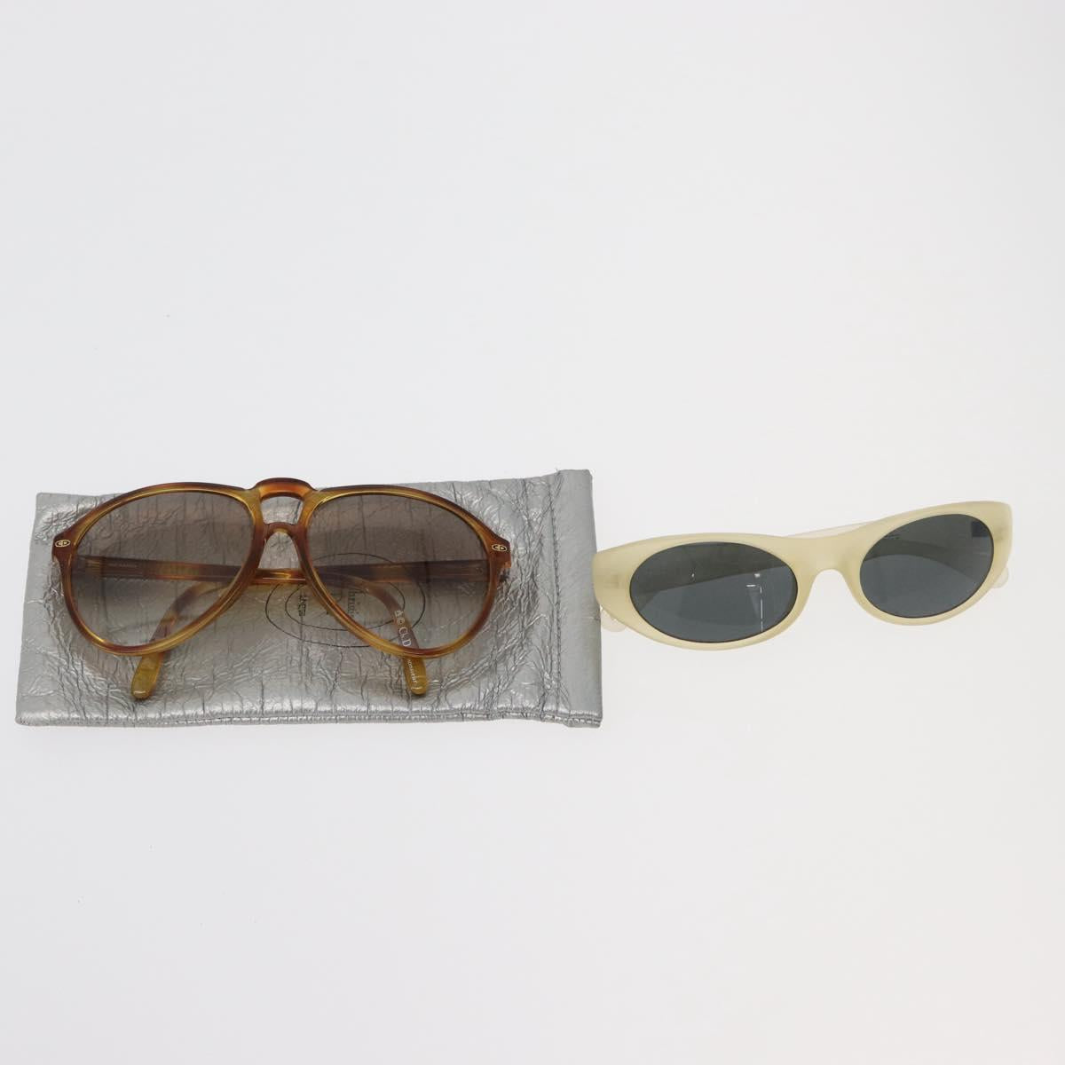 GIVENCHY Christian Dior Sunglasses plastic 2 Set Beige Brown Auth BA12345
