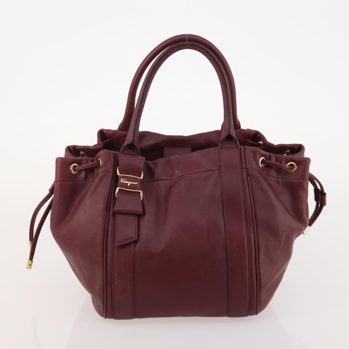 Salvatore Ferragamo Gancini Hand Bag Leather 2 Set Red White Auth BA12348