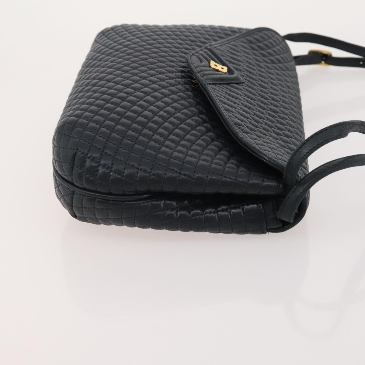 BALLY Shoulder Bag Leather 3 Set Navy Black Brown Auth BA12350