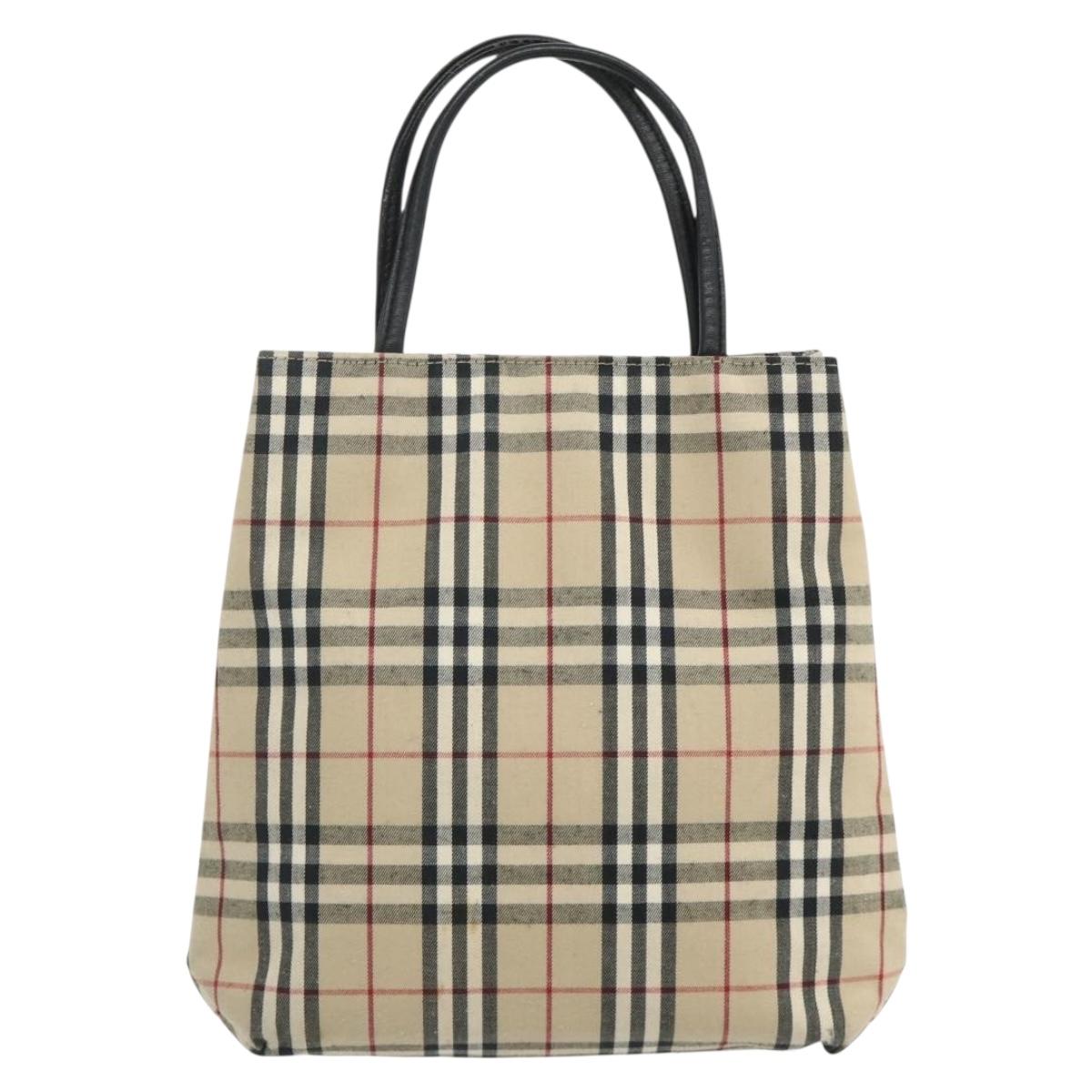 HERMES Burberry Nova Check Hand Bag Canvas 2 Set Beige Black Auth BA12351