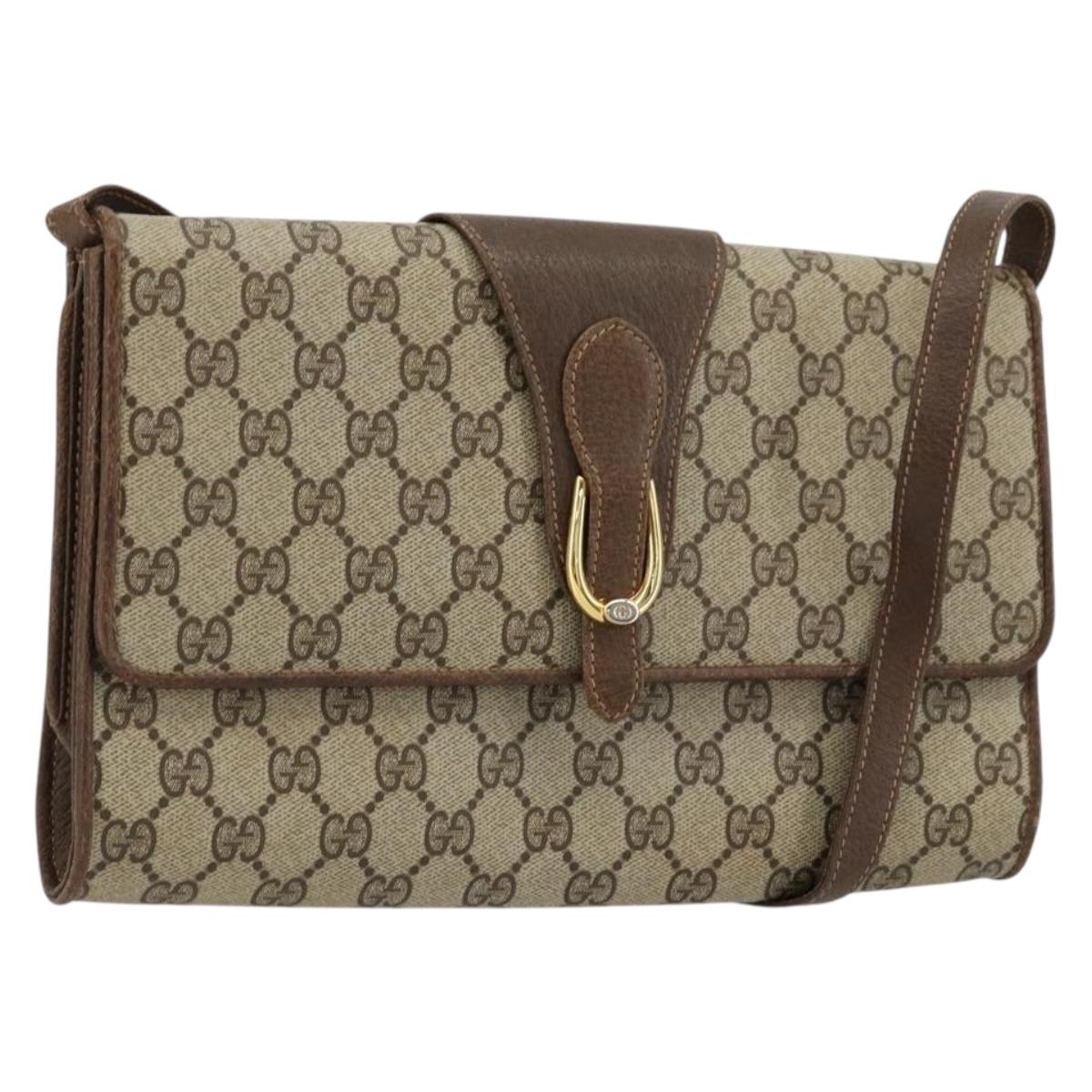 GUCCI GG Supreme Shoulder Bag PVC Beige Gold 904 02 050 Auth BA12354