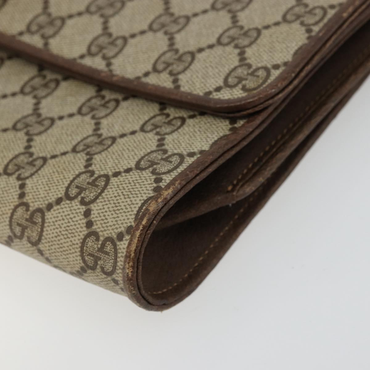 GUCCI GG Supreme Shoulder Bag PVC Beige Gold 904 02 050 Auth BA12354