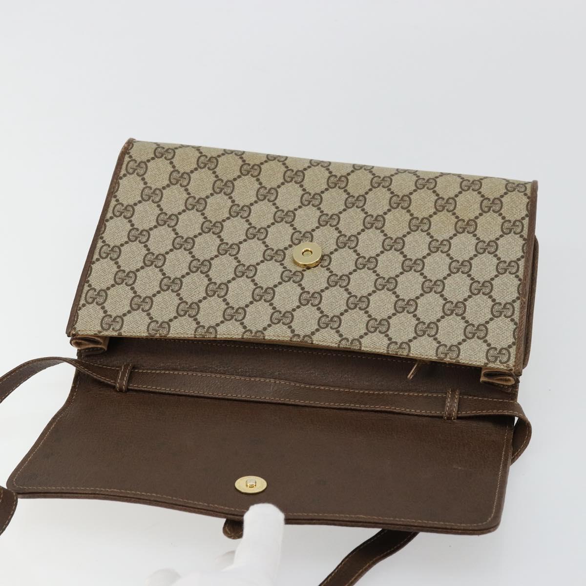 GUCCI GG Supreme Shoulder Bag PVC Beige Gold 904 02 050 Auth BA12354