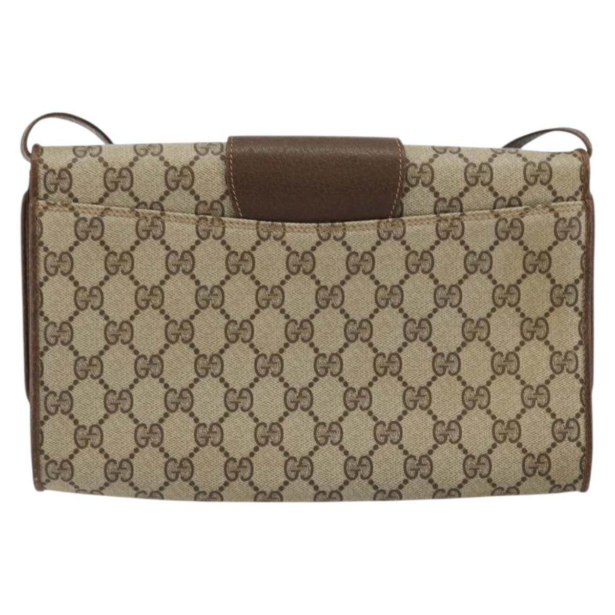 GUCCI GG Supreme Shoulder Bag PVC Beige Gold 904 02 050 Auth BA12354