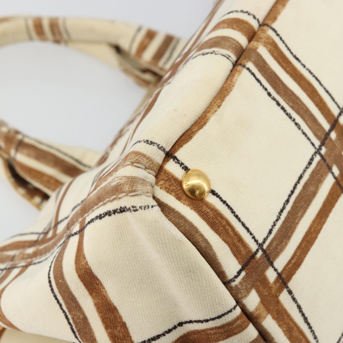 PRADA Canapa GM Tote Bag Canvas Beige Gold Auth BA12356