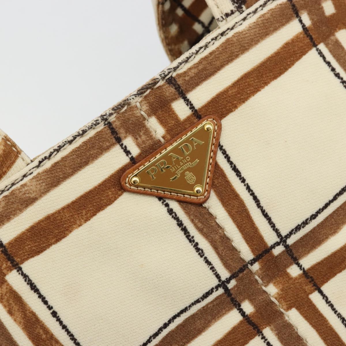PRADA Canapa GM Tote Bag Canvas Beige Gold Auth BA12356