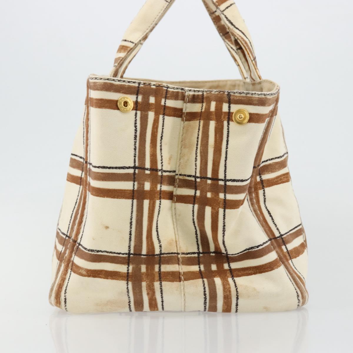 PRADA Canapa GM Tote Bag Canvas Beige Gold Auth BA12356