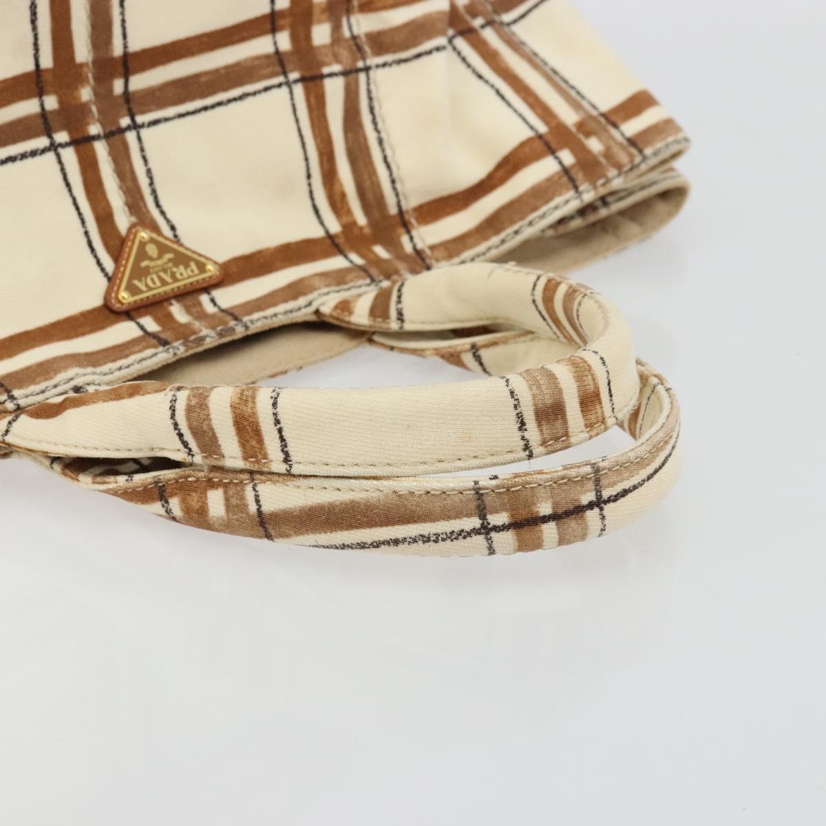 PRADA Canapa GM Tote Bag Canvas Beige Gold Auth BA12356