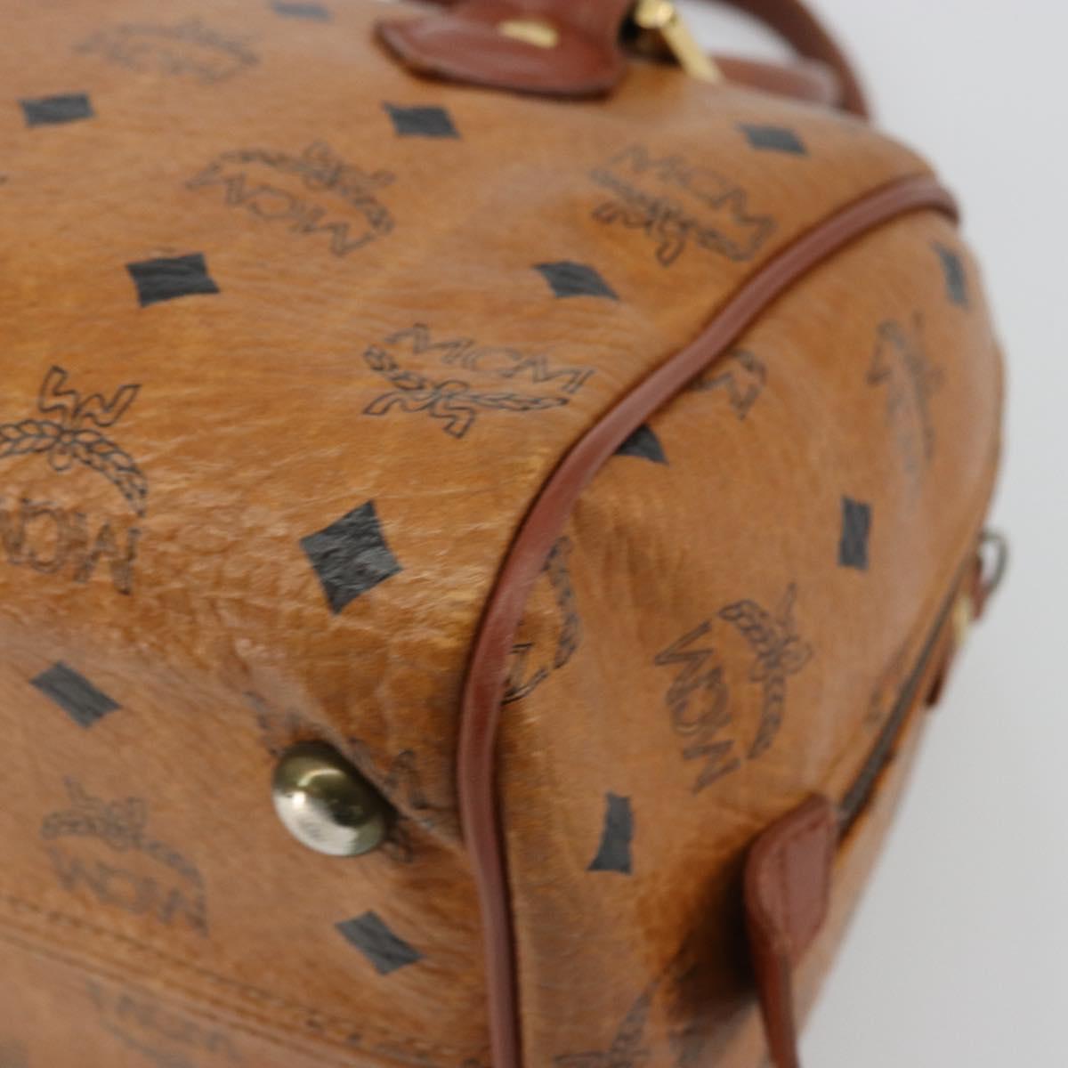 MCM Vicetos Logogram Hand Bag PVC Leather Brown Gold Auth BA12357A