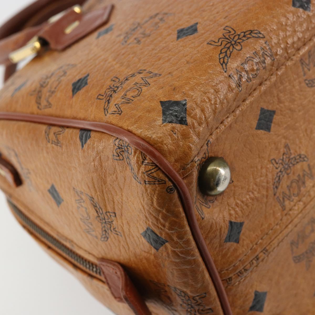 MCM Vicetos Logogram Hand Bag PVC Leather Brown Gold Auth BA12357A