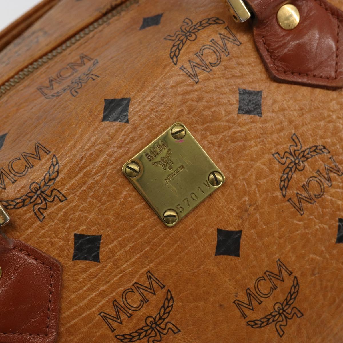 MCM Vicetos Logogram Hand Bag PVC Leather Brown Gold Auth BA12357A