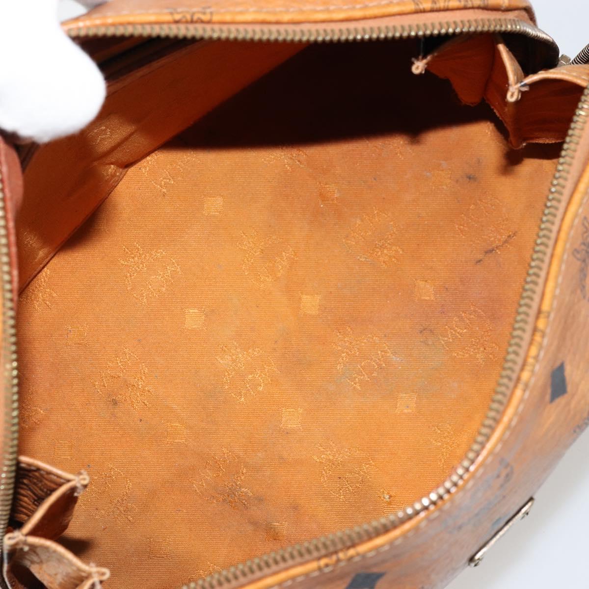 MCM Vicetos Logogram Hand Bag PVC Leather Brown Gold Auth BA12357A