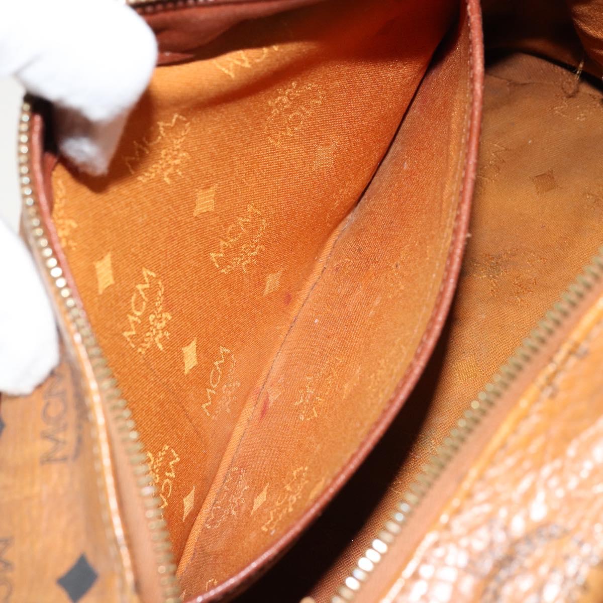 MCM Vicetos Logogram Hand Bag PVC Leather Brown Gold Auth BA12357A