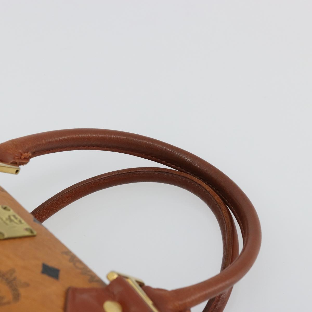 MCM Vicetos Logogram Hand Bag PVC Leather Brown Gold Auth BA12357A