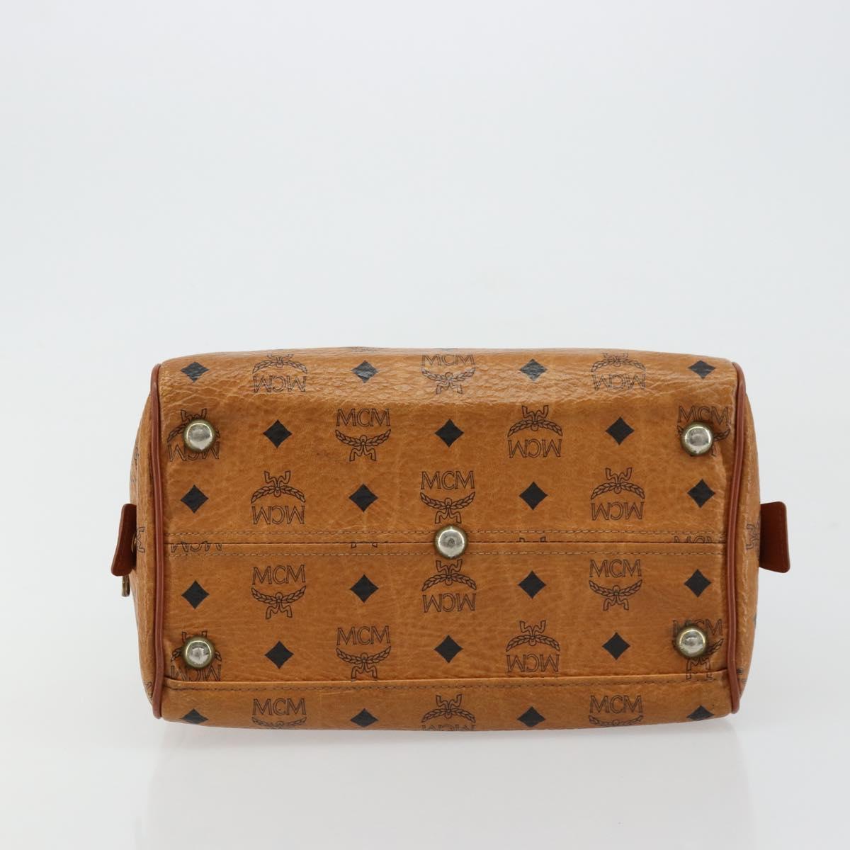 MCM Vicetos Logogram Hand Bag PVC Leather Brown Gold Auth BA12357A