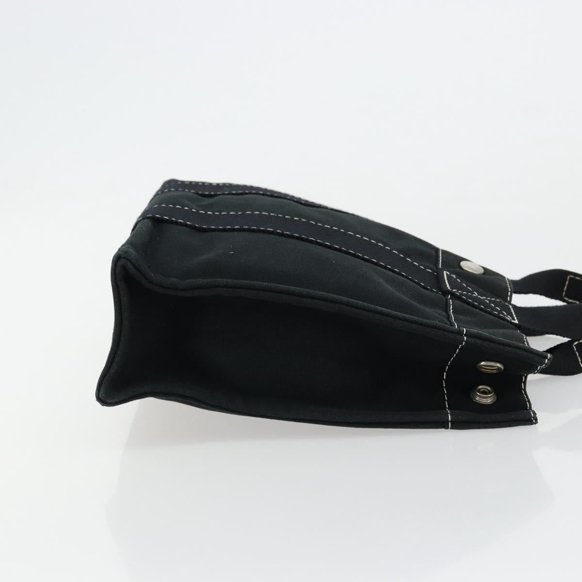 HERMES Fourre Tout PM Hand Bag cotton Black Silver Auth BA12358A