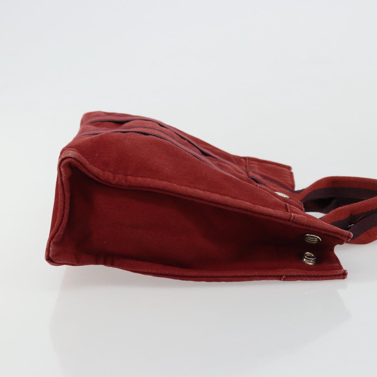 HERMES Fourre Tout PM Hand Bag cotton Red Silver Auth BA12360